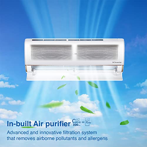 Image of Haier 1.6 Ton 4 Star Built-in Air purifier Inverter Split AC(100% Grooved copper, 4 -way swing, 60 degree Cooling at Extreme Temperature, 2022 Model, HSU19P-JW4B(INV), White body)