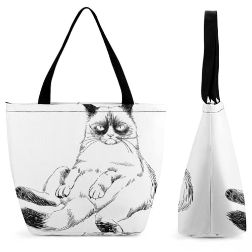 Sac à bandoulière femme motif chat cool grand format grand volume