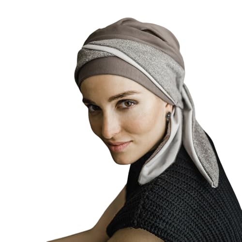 SMART GLITTER ARENA Turbante Oncológico de Algodón | Aderans Headwear | Hecho a Mano en España | Suave, Sin Costuras y con Volumen Ajustable