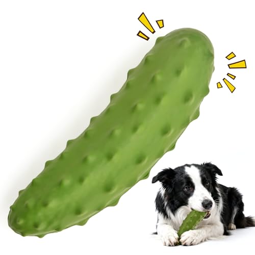 LIFLIX 中～大型犬 おもちゃ 犬噛むおもちゃ 音が出る 耐久性 丈夫 天然ゴム 犬用玩具 歯磨き ストレス解消 キュウリ 緑色