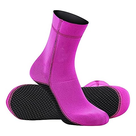 QAOSHOP Unisex Ultra Stretch Diving Scuba Socks, Neoprene Anti Slip 3mm Wetsuit Sock Fin Booties for Man and Woman Kids,Rose Red,XL Cover