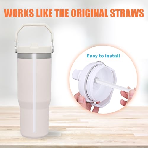 Image of LUCKINEE 3pcs Replacement Straws for Stanley IceFlow Tumbler 30oz | 8.07 Inch Long Reusable Straws, Plastic Drinking Straws for Owala Water Bottle, with 2Pcs Cleaning Brushes, BPA Free