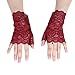 CENAST Women's Short Lace Gloves Fingerless for Driving Wedding Wrist Length Bridal Prom Gloves Burgundy#1