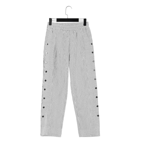 Pantalon décontracté ample en coton lin à rayures pour femme - 5