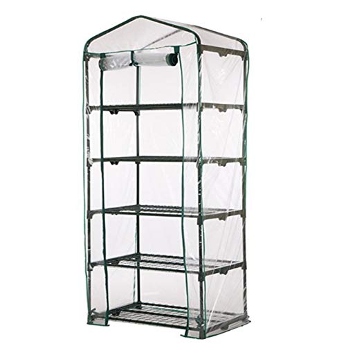 JLXJ Serres 5 Niveaux Étagère À Plantes Serre avec Roue, Petit Couvercle Transparent en Plastique, Intérieur Extérieur Jardin Tente de Culture pour Les...