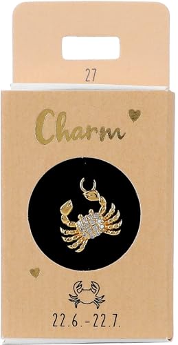 Depesche-Letras 11834-027 Charm Cáncer, Colgante Chapado en Oro para Collares, Pulseras y Pendientes, Ideal como pequeño Regalo, Multicolor, Normal