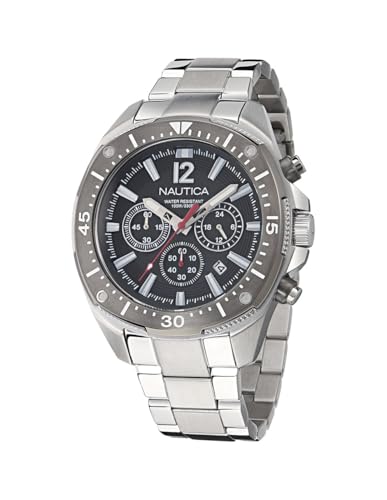 Image of Nautica Men's NCT Blue Sail Chronograph Watch, Silver/Gray/Silver, One Size