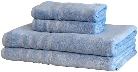 Mosobam Luxury Turkish 4pc XL Towel Set 35X70 16X30 Allure Blue O...