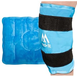Med-Fit Total Wrap Around Flexibel Knie-Ijspak, Herbruikbare Gel Cold Pack voor verlichting van kniepijn, compressietherapie voor beenblessures, gezwollen knieën, knieoperaties, artritis, blauwe