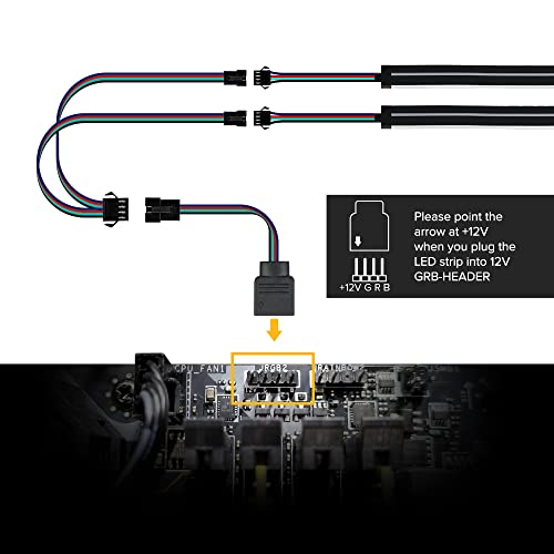 BTF-LIGHTING Faixa de luz de PC RGB neon 2 peças Faixa de LED RGB de 19 polegadas para cabeçalhos de