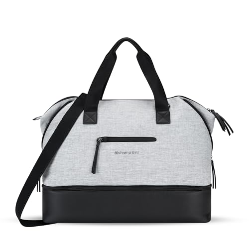 Sherpani Boston, Anti Theft Weekender Bags, Travel Duffel Bag for Women, Carry On Tote Bag with Removable Shoe Bottom Compartment, Metal Hardware, Travel Gift (Sterling Pro)