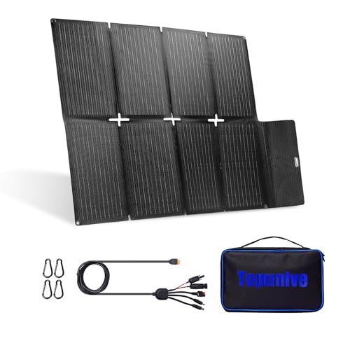 Image of Foldable Solar Panel 100W for Portable Power Station Laptop, Portable Solar Charger with Dual USB PD 65W IP67 Waterproof for Cell Phones, Tablets, Camera, Outdoor Camping Van RV