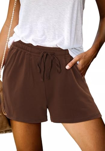Angerella Plus Size Shorts for Women Casual High Waisted Wide Leg Drawstring Cute Summer Shorts Coffee 3XL