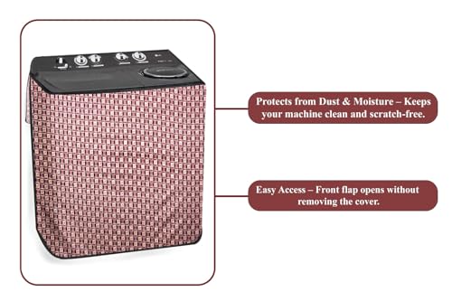 Image of The Furnishing Tree Polyester Waterproof Semi Automatic Washing Machine Cover Suitable for LG 6 Kg, Dimension DxWxH In Cms: ( 49.5x80x89 ), Basketweave Pattern Multicolor