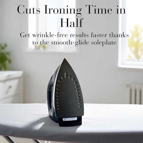 Jerdon 1200W Hotel Steam Iron - Dual Auto Shut-Off, Self-Cleaning, Non-Stick Soleplate, 9-Ft Swivel Cord, Variable Temperature - Lightweight Mid-Size Clothes Iron for Home, Dorm & Travel, Model J513B by JERDON - Image 3