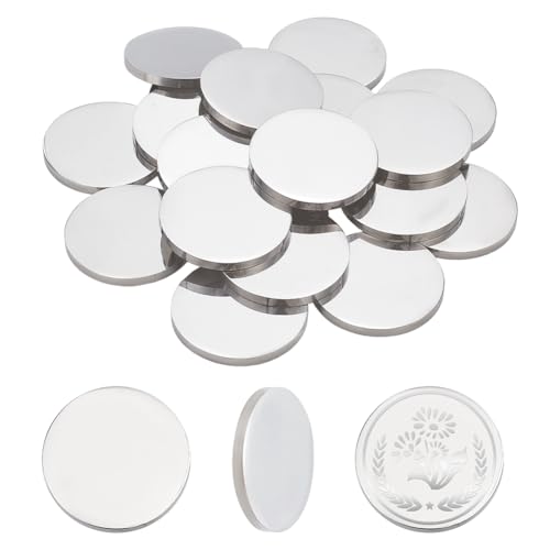 Ph Pandahall 20 Unidades De Acero Inoxidable Monedas 32 Mm Grabado Láser Disco 3 Mm Círculo Manualidades