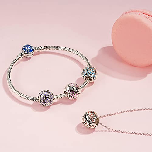 Ninaqueen Charms For Bracelets Sterling Silver September Birthstone Beads For Necklaces Sapphire Cubic Zirconia Love Heart Four Leaf Clover Birthday Christmas Gifts Ideas For Friend Personalized #TOP1