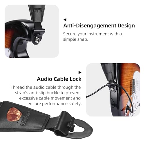 LEKATO Sistema de Guitarra Inalámbrico con Estuche de Carga y Correa de Guitarra con Hebilla de Liberación Rápida para Guitarras Eléctricas y Bajo miniatura 7