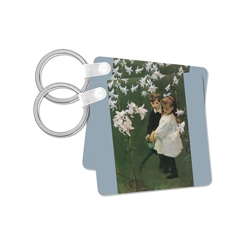 3dRose, Garden Study of the vickers Children, 1884 by John Singer Sargent, set of 2 Key Chains
