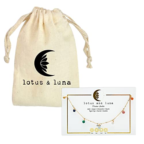 Lotus and Luna Dewdrop Necklace Energy Chakra Healing Stones Dainty Layering Necklace (Jade, Jasper, Amazonite, Quartz, Pearl, Rose Quartz)3
