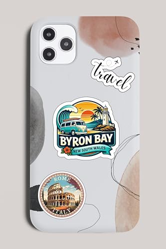 Image of Travel Stickers for Kids & Teens, 50 Pack Waterproof Vinyl Decals for Laptops, Water Bottles, Bikes, Skateboards, Luggage, Party Favors
