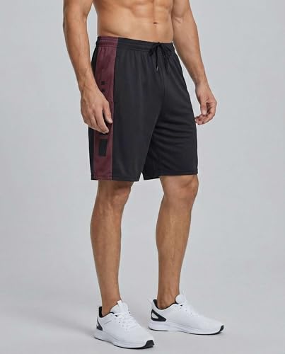 Image of Real Essentials Men's 5 Pack: 9 inch Dry-Fit Shorts - Athletic Gym, Workout, Basketball, Running, Casual Lounge Active Pockets
