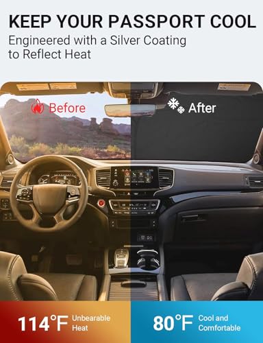 Image of Proadsy 2026 Upgrade Front Windshield Sun Shade Foldable Sunshade Protector Custom Fit 2019-2025 Passport, Sport, EX-L, Touring, Eliten, SUV Accessories