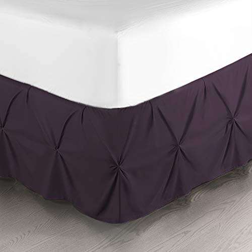 Image of Nestl Purple Bed Skirt Cal King Size, Pinch Pleat Cal King Bed Skirt, 14 inch Inch Drop Cal King Bedskirt, Hotel Quality Purple Bed Skirts, Microfiber Bedskirt for Cal King Bed, Purple Cal King Bed Skirt