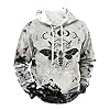 Generisch Men's Hoodie with Mystical Moth and Moon Phase Motif, 3D Print Hoodie in Gothic Style, Dark Sweatshirt with Grunge Texture, style_l01 gray, L #2