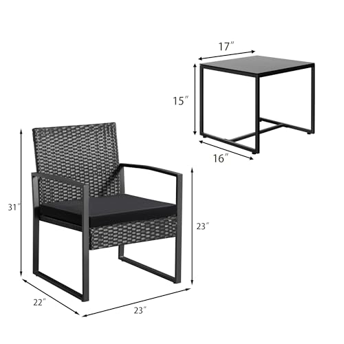 image for Greesum 3 Piece Wicker Conversation Bistro Sets Outdoor Patio Set Mode