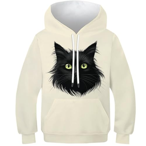 Sweat-shirt chaton mignon capuche pour enfants de 9 à 11 ans imprimé 3D
