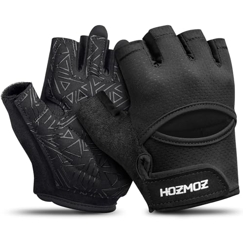 HOZMOZ Ventilated Weight Lifting Gloves, Thick Padded Workout Gym Gloves with Full Palm Protection & Grip & Shock Absorption for Women & Men's Fitness Exercise Training
