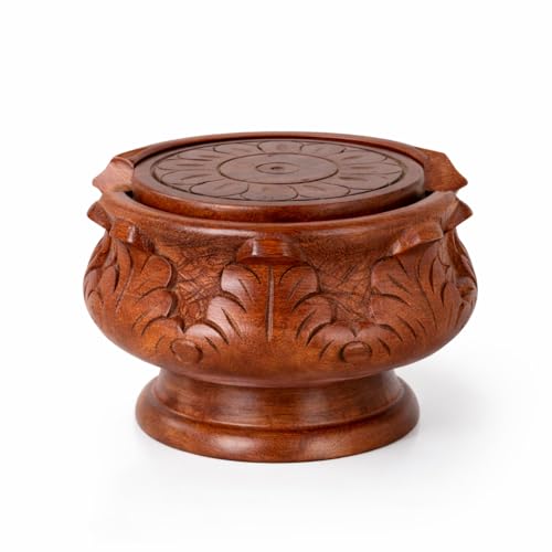 Image of Wooden Coasters for Drinks Set of 6 - Solid Wood Coasters with Holder | Round Table Coasters for Coffee Table, Bar, Kitchen & Office | Table Coaster | Perfect Housewarming Gift