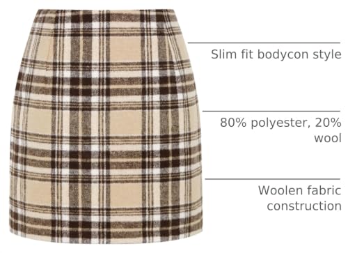 Image of IDEALSANXUN Womens High Waist Plaid Skirt Bodycon Pencil Wool Mini Skirts