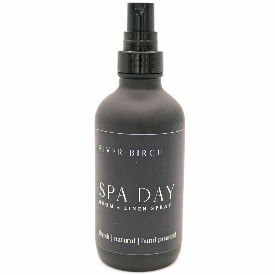 River BirchSpa Day Scented Linen and Room Spray | Home Fragrance | 4 oz Glass Black Bottle | Luxury Signature Scent | Handmade in Texas