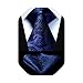 HISDERN Navy Blue Ties for Men Paisley Floral Men's Necktie & Pocket Square Set Classic Flower Wedding Tuxedo Business Party Tie with Handkerchief