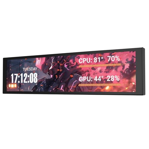 Image of darkFlash V92 9.2 inch PC Case Screen, 1920x462 IPS Sensor Panel Monitor,Black | 1920x462 AIDA64 CPU /GPU temp display, no HDMI needed, USB-C /internal 9-pin, aluminum body for gaming PC builds