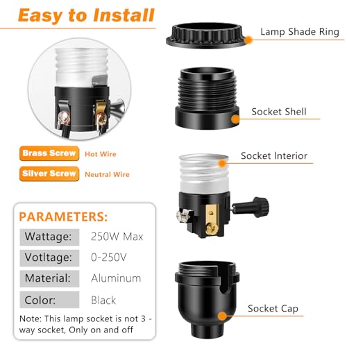 image for Aolloa UL Listed E26 Light Socket, Threaded Lamp Socket Replacement wi