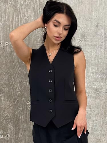 Trendy Womens Casual Vest Fashion Lined Chic Vests Lightweight Suit Waistcoat Versatile V-Neck Vests2