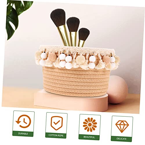 Cesta redonda de cuerda de algodon tejida PRETYZOOM decorativa para mesa 7