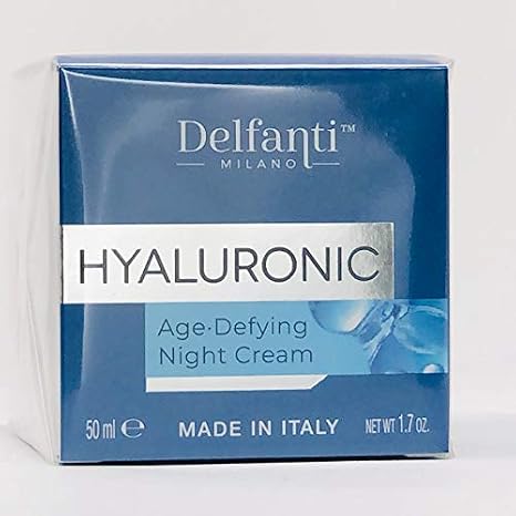 Delfanti Milano HYALURONIC AGE DEFYING NIGHT CREAM Face and Neck Moisturizer Made in Italy