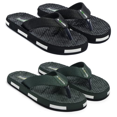 Image of Men's Orthopedic Comfort Flip Flops with Soft Fabric Straps | Cushioned Anti-Skid Footbed Slippers for Men | Lightweight Walking Flip Flops for Home, Outdoor, Indoor Use