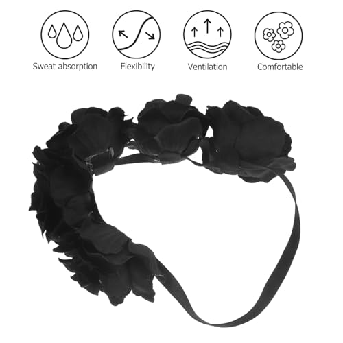 POPETPOP Corona di Fiori Neri Copricapo di Fiori