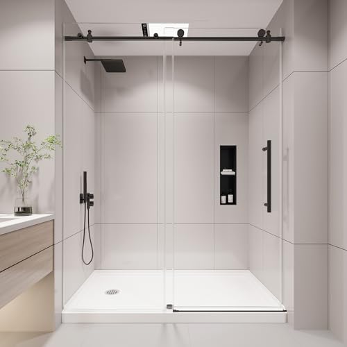 KPUY Frameless Shower Door, 55-60' W x 76' H Sliding Glass Shower...