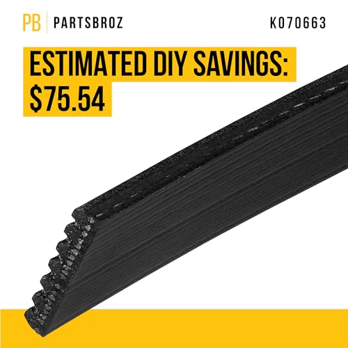 PartsBroz K070663 Micro-V Serpentine Drive Belt - Compatible with Gates Dayco Bando ACDelco Goodyear Continental - Replaces 5070663, 7PK1680, 4070662, 31110R5AA01, 4070663, 25-070663, 7PK1683, 7K1687