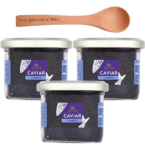 Caviar Bundle contains Elsinore Lumpfish Pack of 3 X 100g, Wooden Spoon