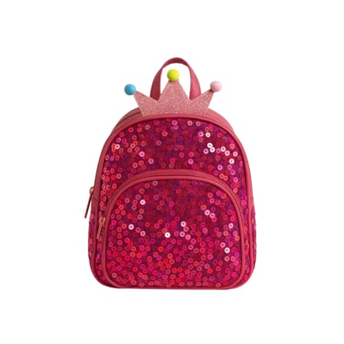 minimutz Sac à dos pour enfant Paillettes Paillettes Filles Enfants Princesse Sac à dos loisirs maternelle crèche avec poche avant Couronne rose