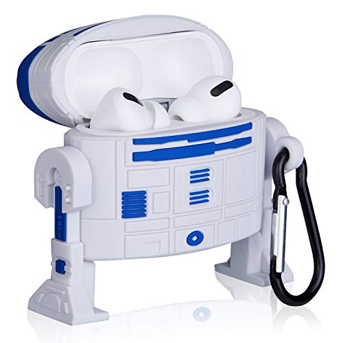 Jowhep Case For Airpod Pro 2019/Pro 2 Gen 2022 Silicone Carton Design Cute Cover Fashion Funny Kawaii Skin Shell For Airpods Pro Cases With Keychain For Girls Boys Kids, Blue White Robot 2 Packs #TOP6