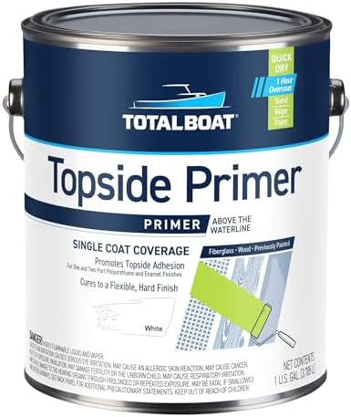 TotalBoat Marine Topside Boat Paint Primer for Fiberglass and Wood (White), 1 Gallon (Pack of 1)