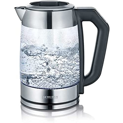 SEVERIN Bouilloire Eau et Thé en Verre, 1,7L, 2 200W, Température Réglable, Affichage LCD, Fonction de Maintien au Chaud, WK 3477